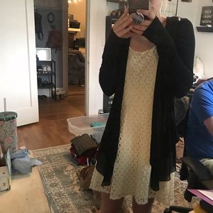 Black cardigan shall with chiffon trim